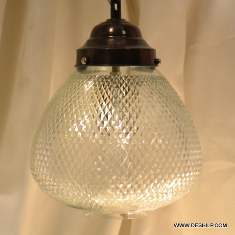 Transparent Heavy Cut Glass Wall Hanging Lamp