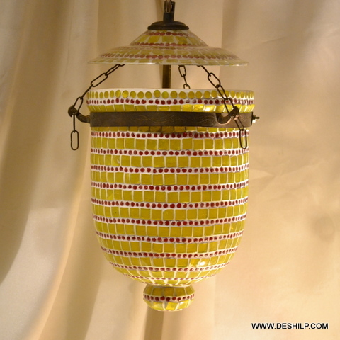 Rooftop Yellow Mosaic Wall Hanging For Home Decor - Finish: Handmade
