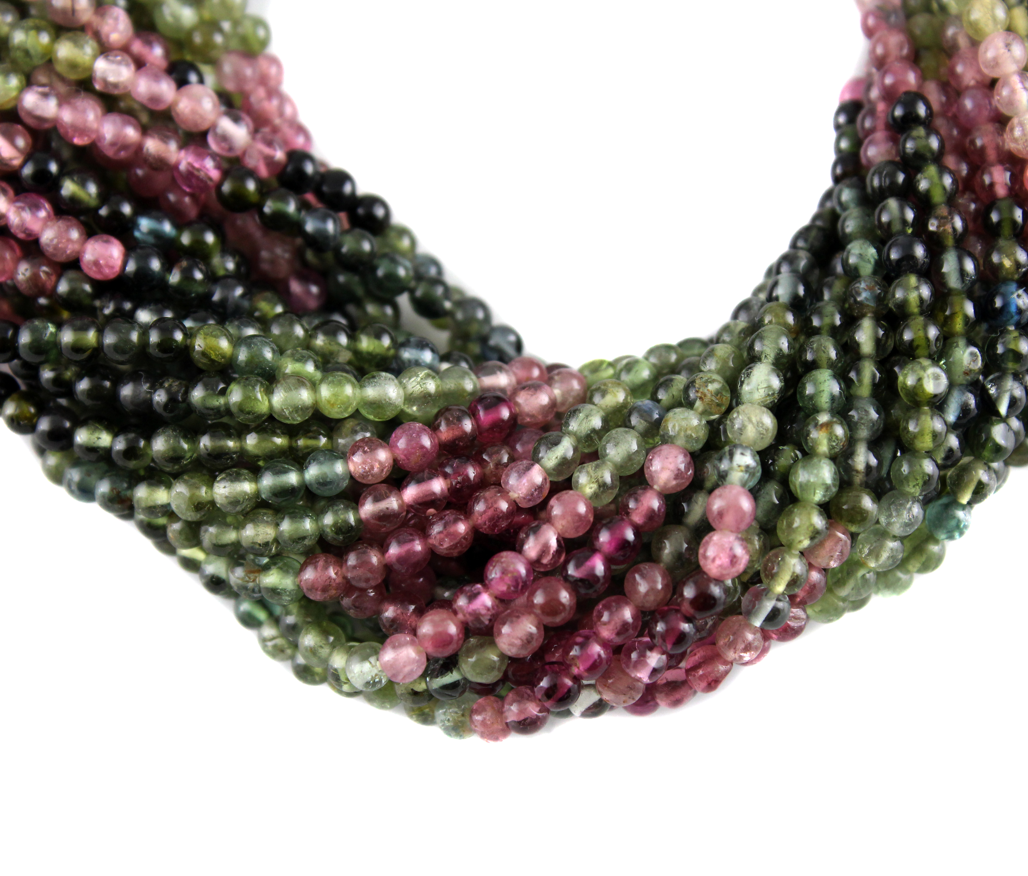 Tourmaline Round Beads - Multi 2-4mm, Smooth Finish | Natural Multicolor Jewelry Crafting