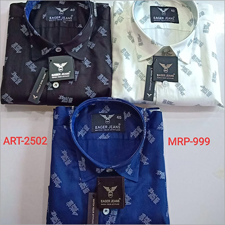 Men's Printed Shirts - Cotton Fabric, Sizes S-M-L-XL | Full Sleeves, Summer Collection, Available in White, Black, and Blue