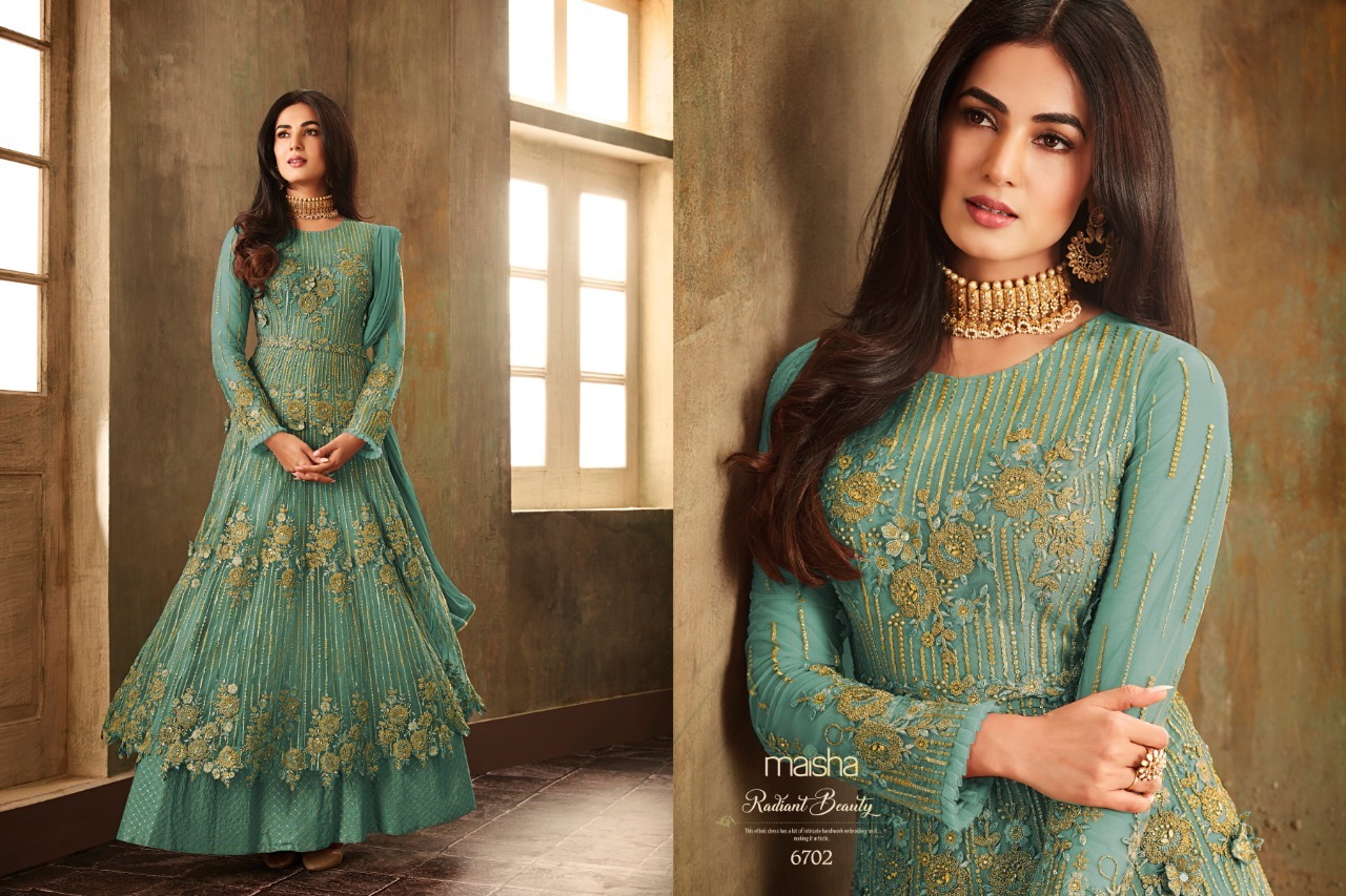 Designer And Heavy Green Net Anarkali Suit Bust Size: 44 Inch (In)