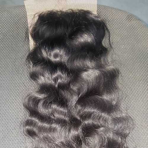 Human Hair Closure - 16 Inch Wavy, Natural Black Indian Hair, 4x4 Hd Lace Closure
