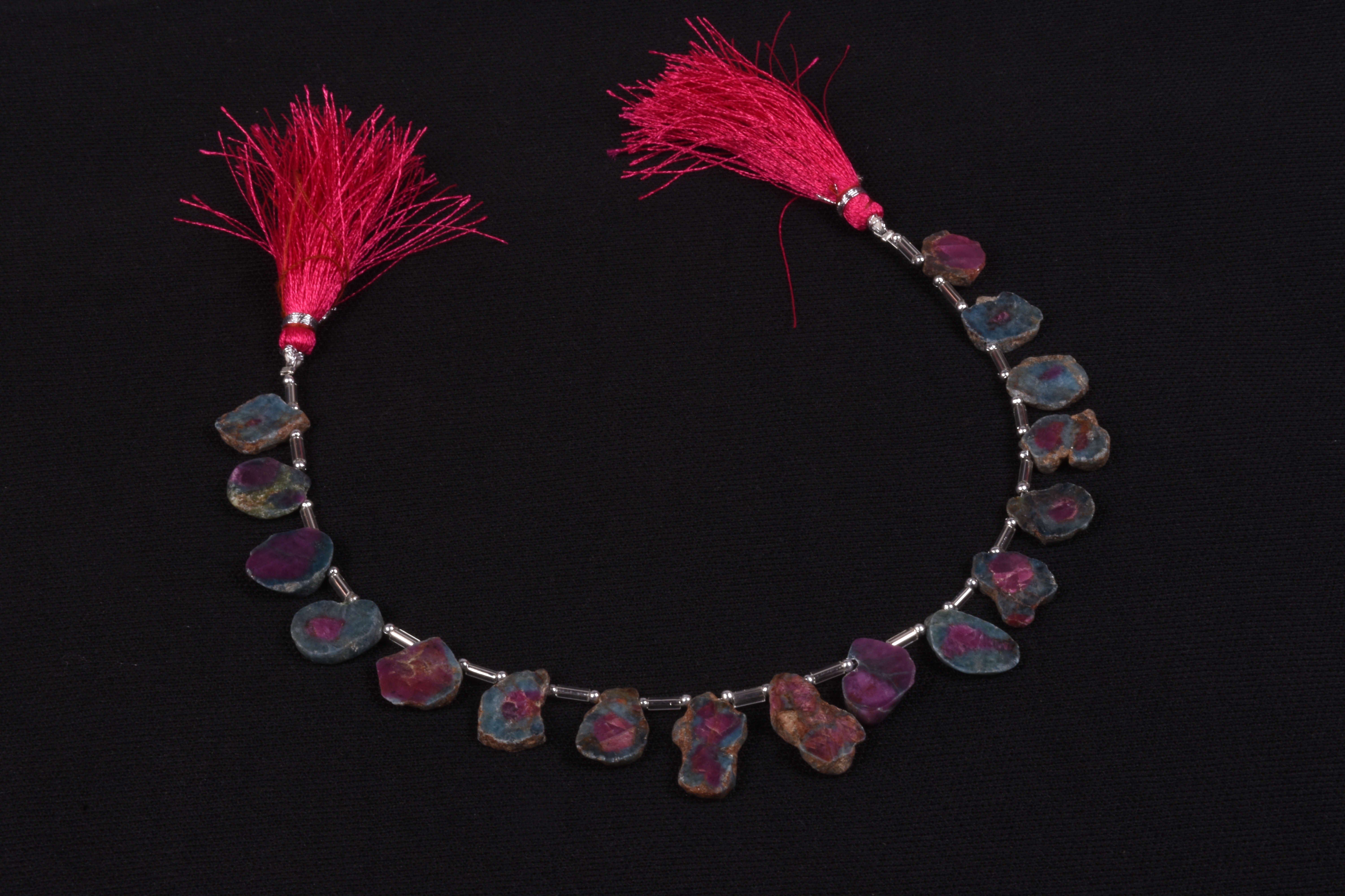 Ruby Ziosite Rough Slice Beads