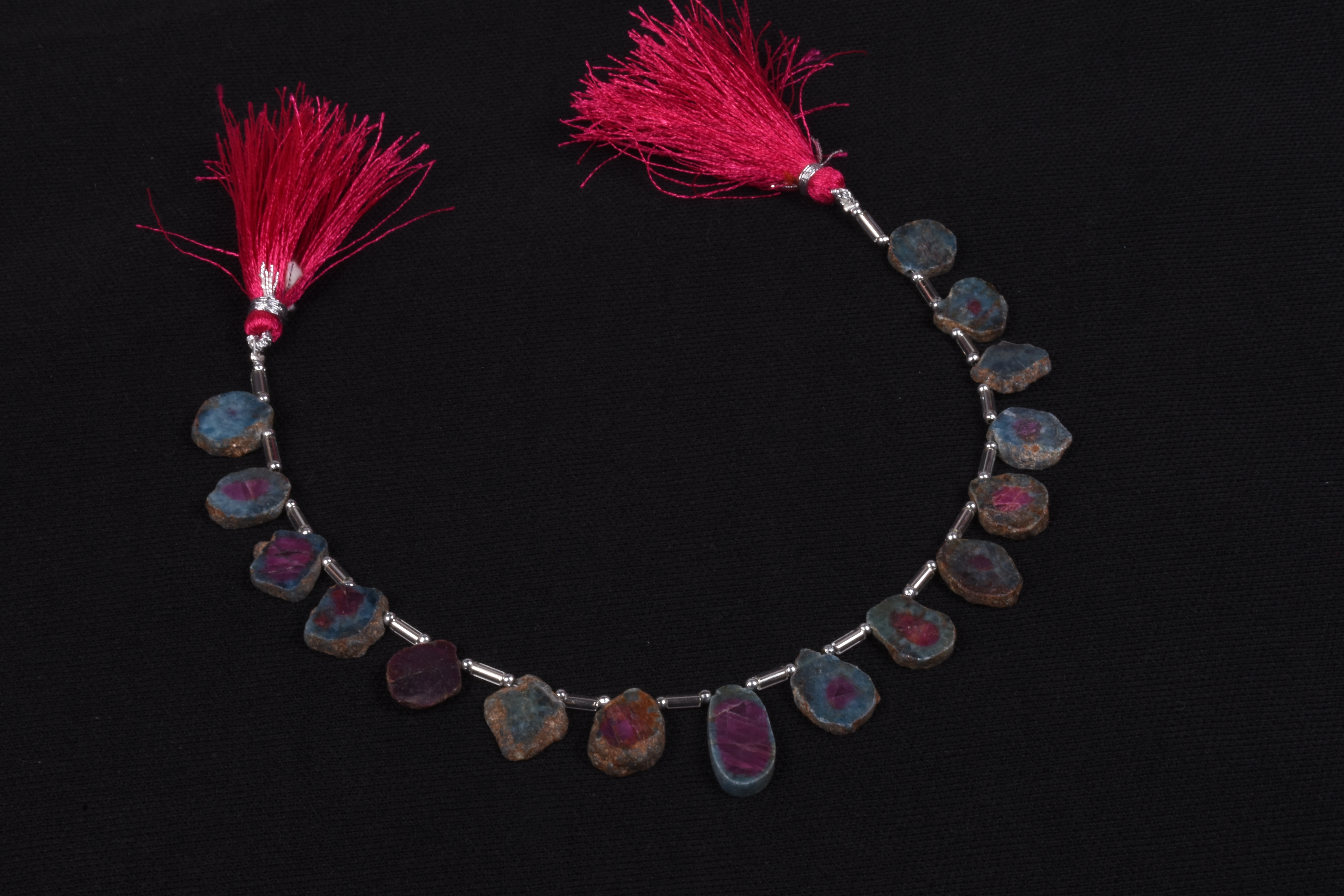 Ruby Ziosite Rough Slice Beads
