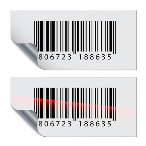 Barcode Label Sticker - Paper Material, Rectangular Shape , White Color Design with Durable Adhesive