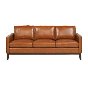 Leather Designer Sofa - Premium Leather, European Style, High Back Rest , Elegant Wooden Legs, Customizable Colors