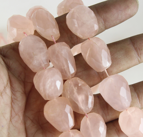 रोज क्वार्ट्ज नगेट बीड्स