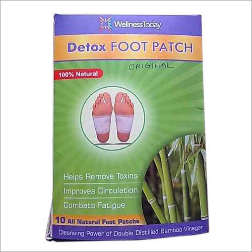 Detox Foot Patch - Bamboo Vinegar, 10cm x 7cm , Overnight Usage for Enhanced Blood Flow and Toxin Elimination, 10 Patches in Sealed Bag