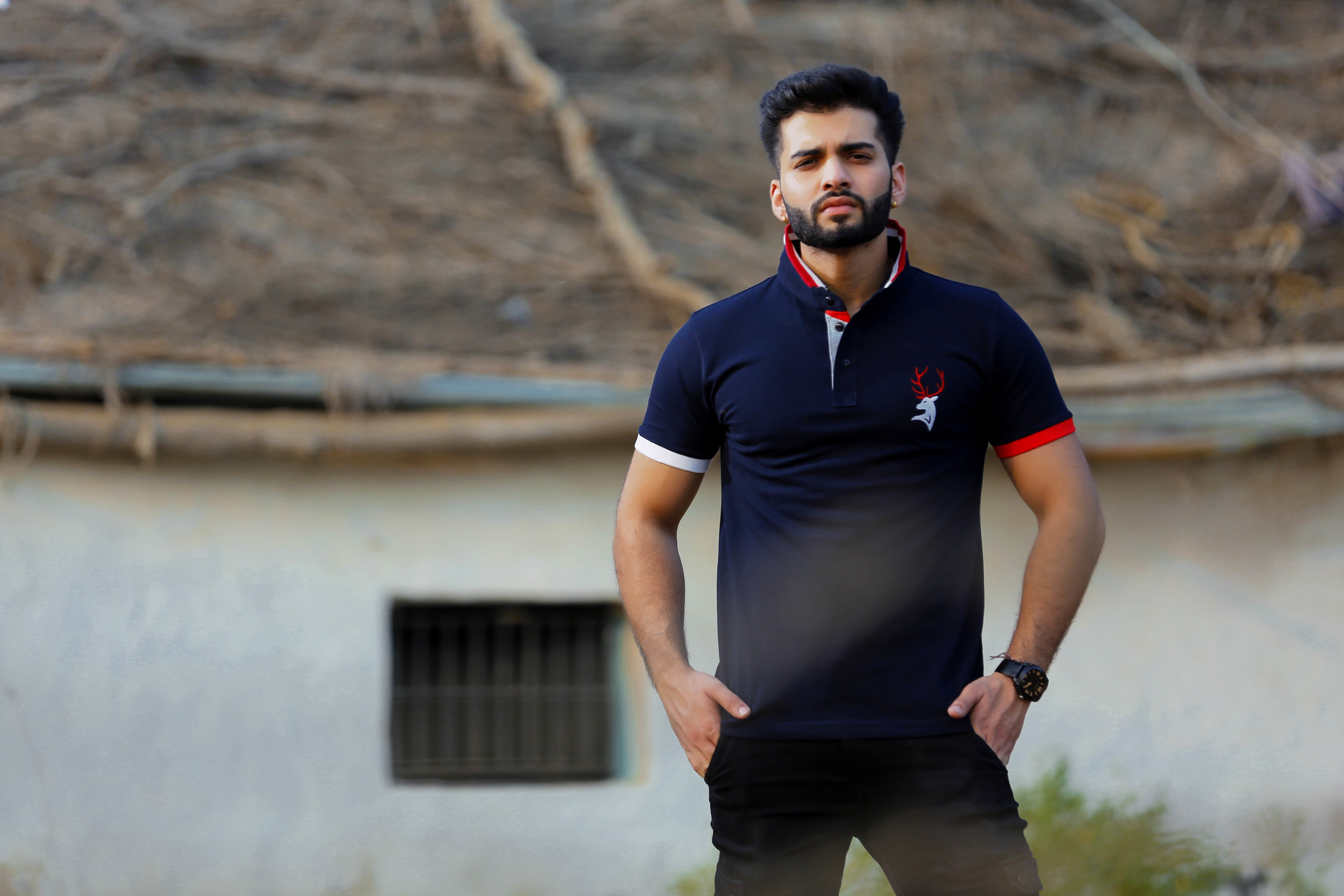 Mens Fashionable Polo T-shirt - 80% Cotton 20% Polyester, Black, Navy, Sky Blue, Orange, Red, Carrot, Pink | Short Sleeves, Sizes M-xxl, Plain Pattern