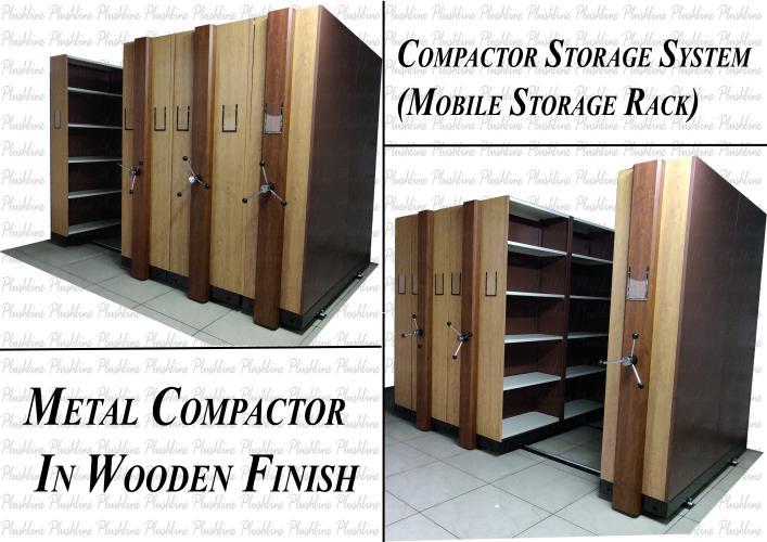Mobile Compactor Storage System - Metal & Wood, High Storage Capacity, Attractive Wooden Appearance, Easy Installation, Rugged & Sturdy Design, Variety Colors & Sizes
