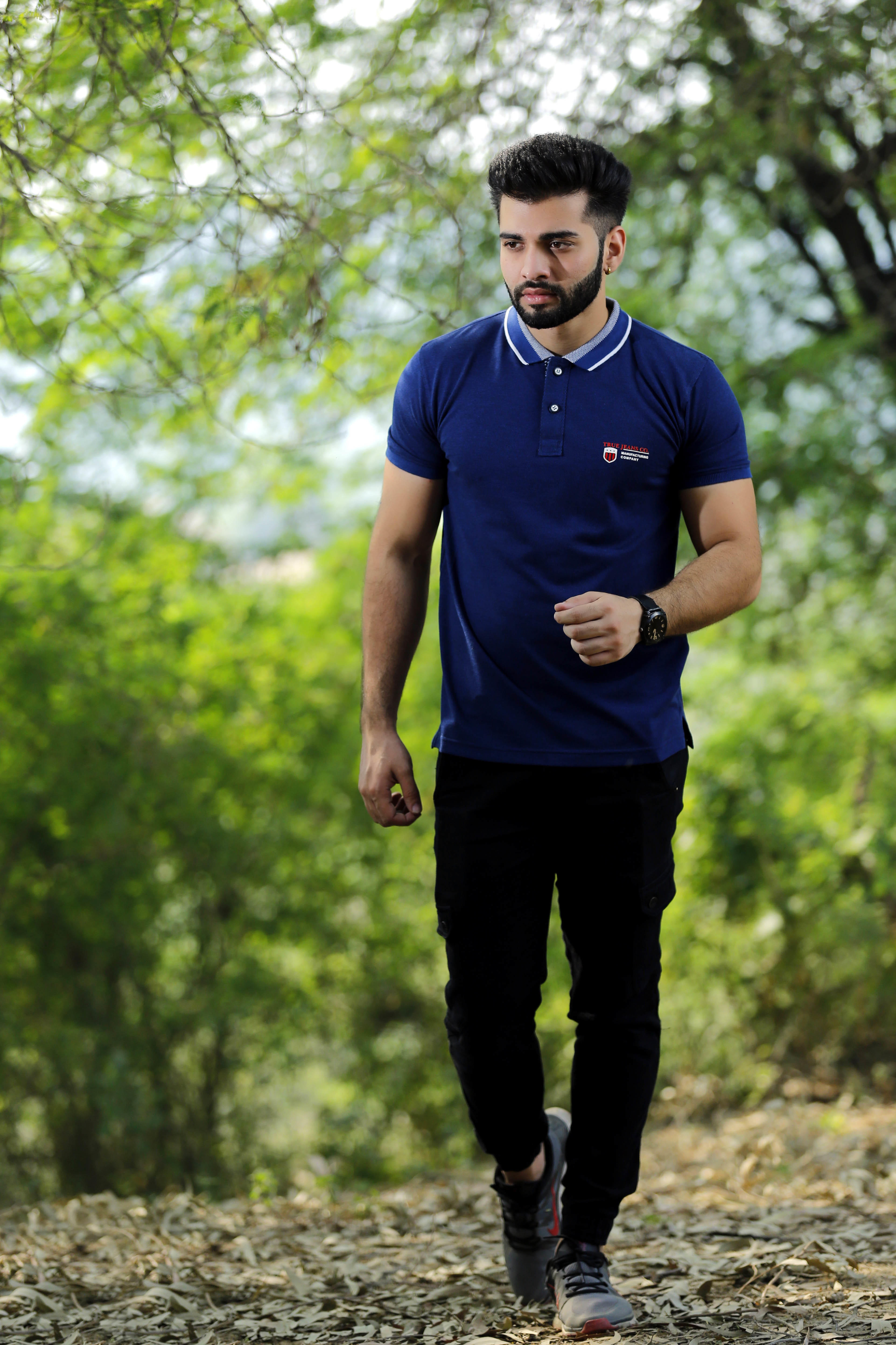 Mens Jacquard Polo T-shirt - Cotton Blend, Sizes M-xxl, Colors Pink, Navy Blue, Black | Short Sleeves, Plain Pattern, Fashionable Casual Attire For Ages 15-65