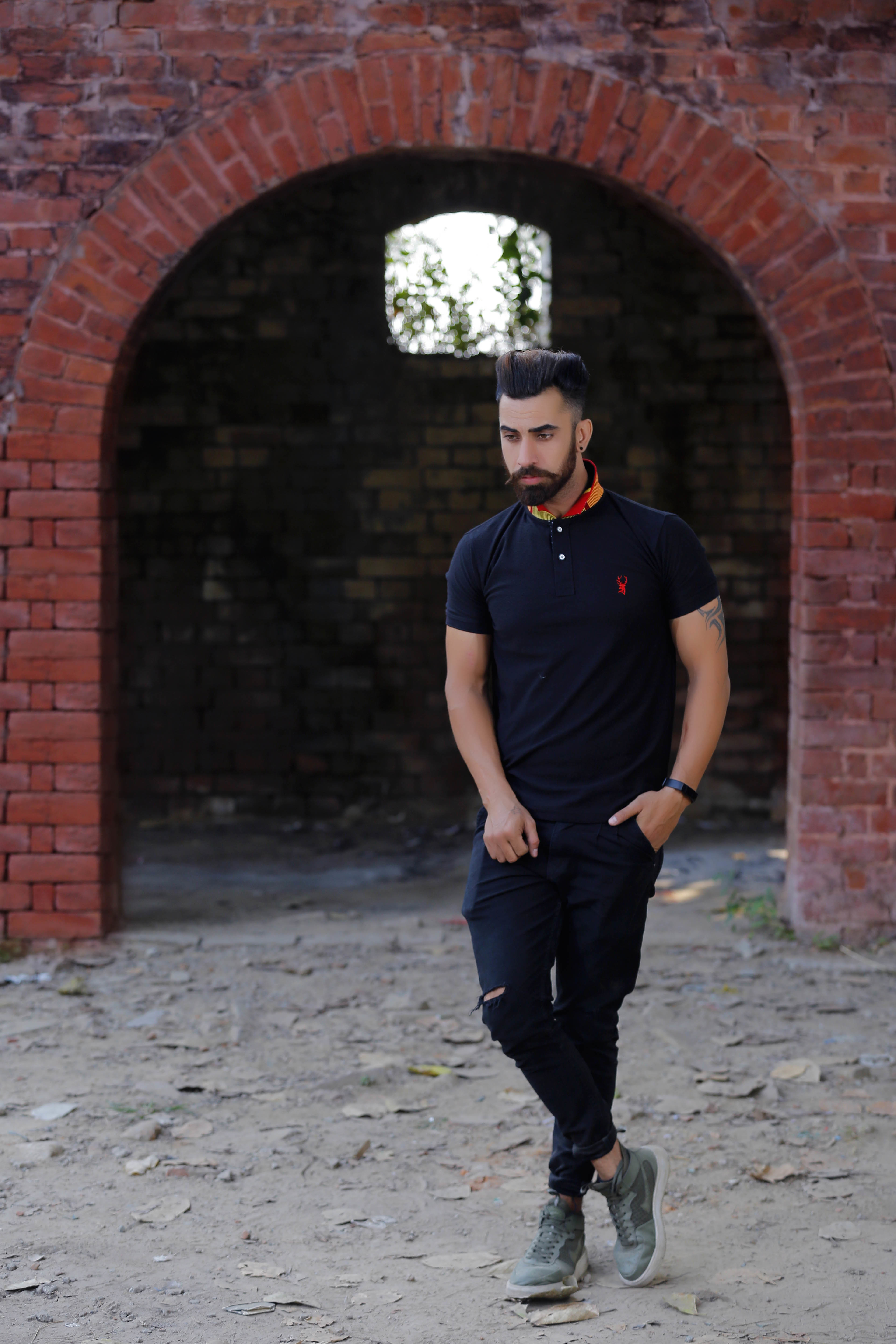 Mens Jacquard Polo T-shirt - Cotton Blend, Sizes M-xxl, Colors Pink, Navy Blue, Black | Short Sleeves, Plain Pattern, Fashionable Casual Attire For Ages 15-65