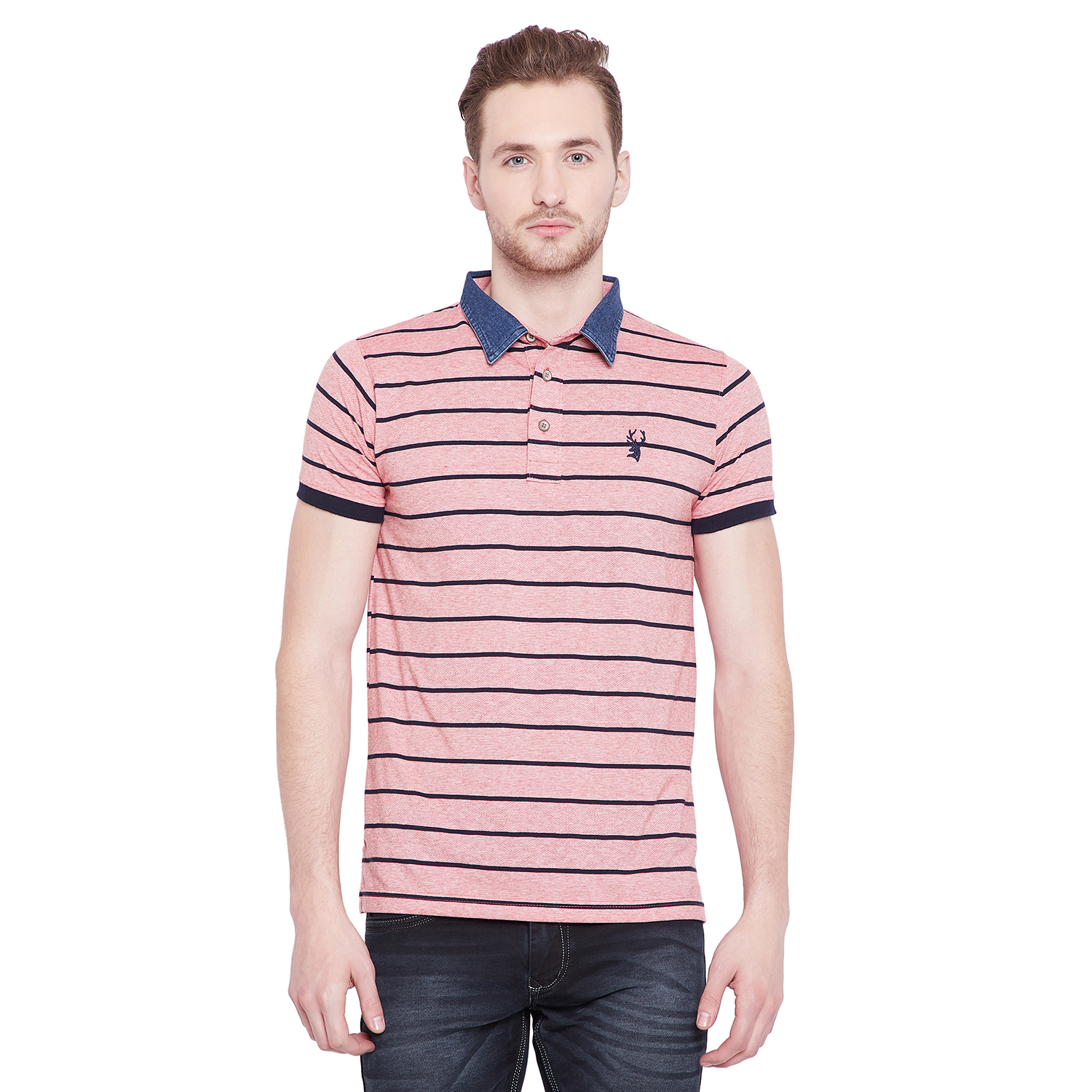Mens Designer Polo T-shirt - 80% Cotton 20% Polyester, Sizes L, M, Xl, Xxl | Round Neck, Short Sleeves, Available In Blue, Navy, Grey, Pink, Black, White