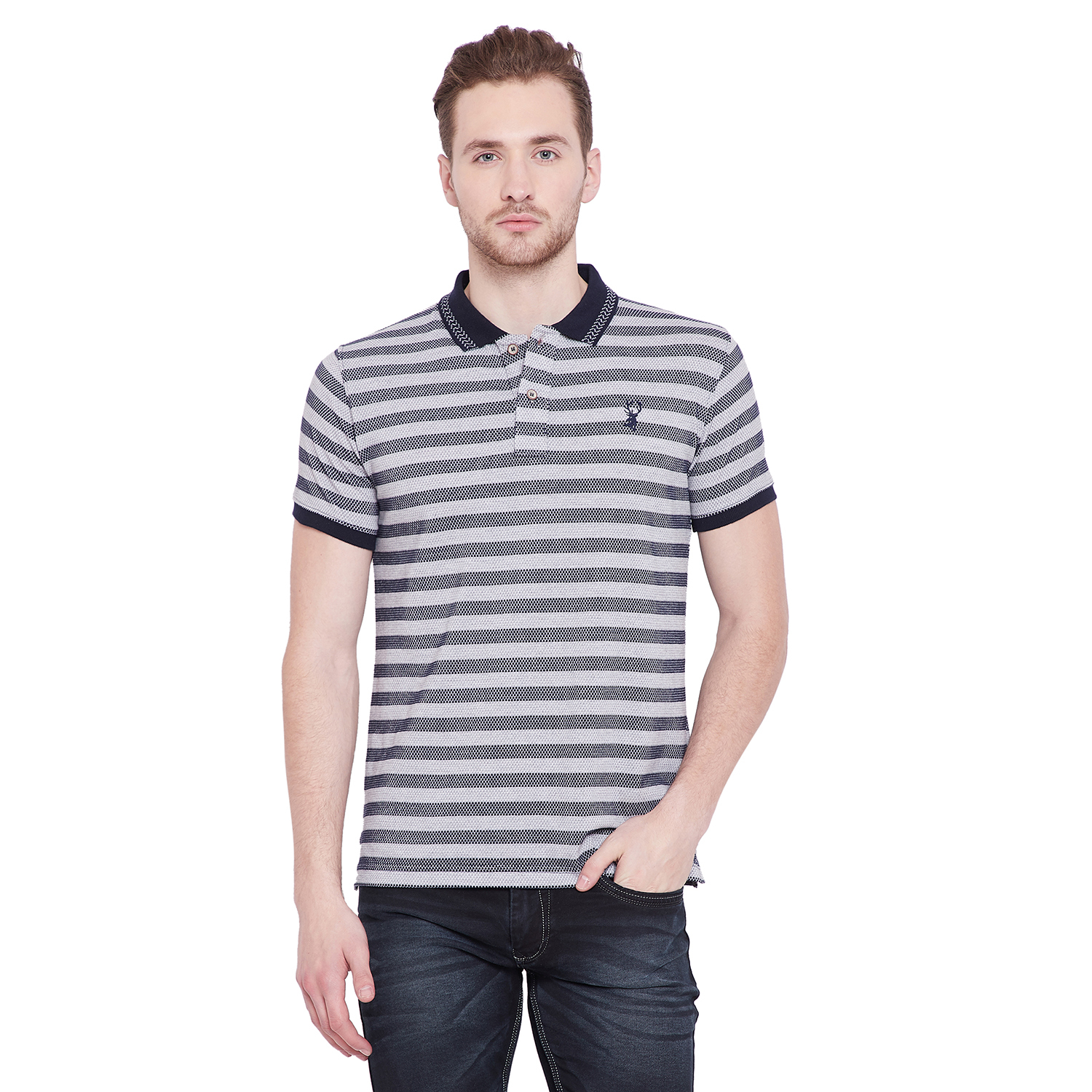 Mens Designer Polo T-shirt - 80% Cotton 20% Polyester, Sizes L, M, Xl, Xxl | Round Neck, Short Sleeves, Available In Blue, Navy, Grey, Pink, Black, White