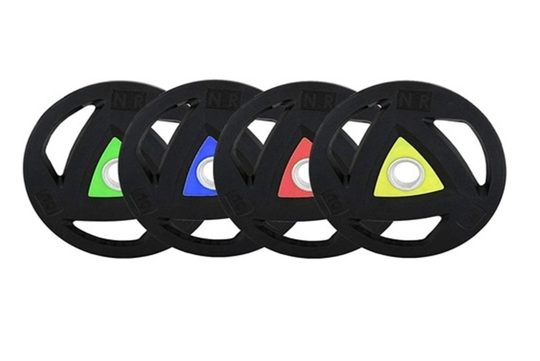 Rubber Coated Weight Plate - Tri-grip Design, Various Sizes & Weights, Smooth Finish, Eco-friendly Safety