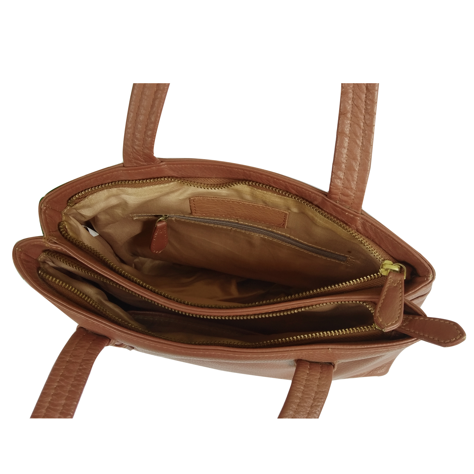 Tan Women Genuine Leather Hand Held Bag