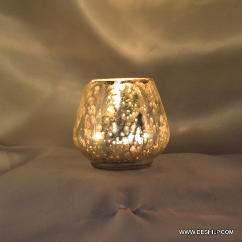 Candle Stand Small Silver Glass T Light Holder