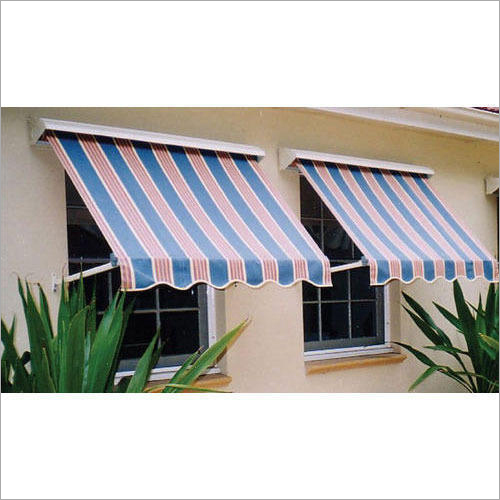 Rectangular Drop Arm Window Awning - Plastic Coated Vinyl, Adjustable Height 22-54 Inches | Alluring Red Color, Waterproof, Intricate Design