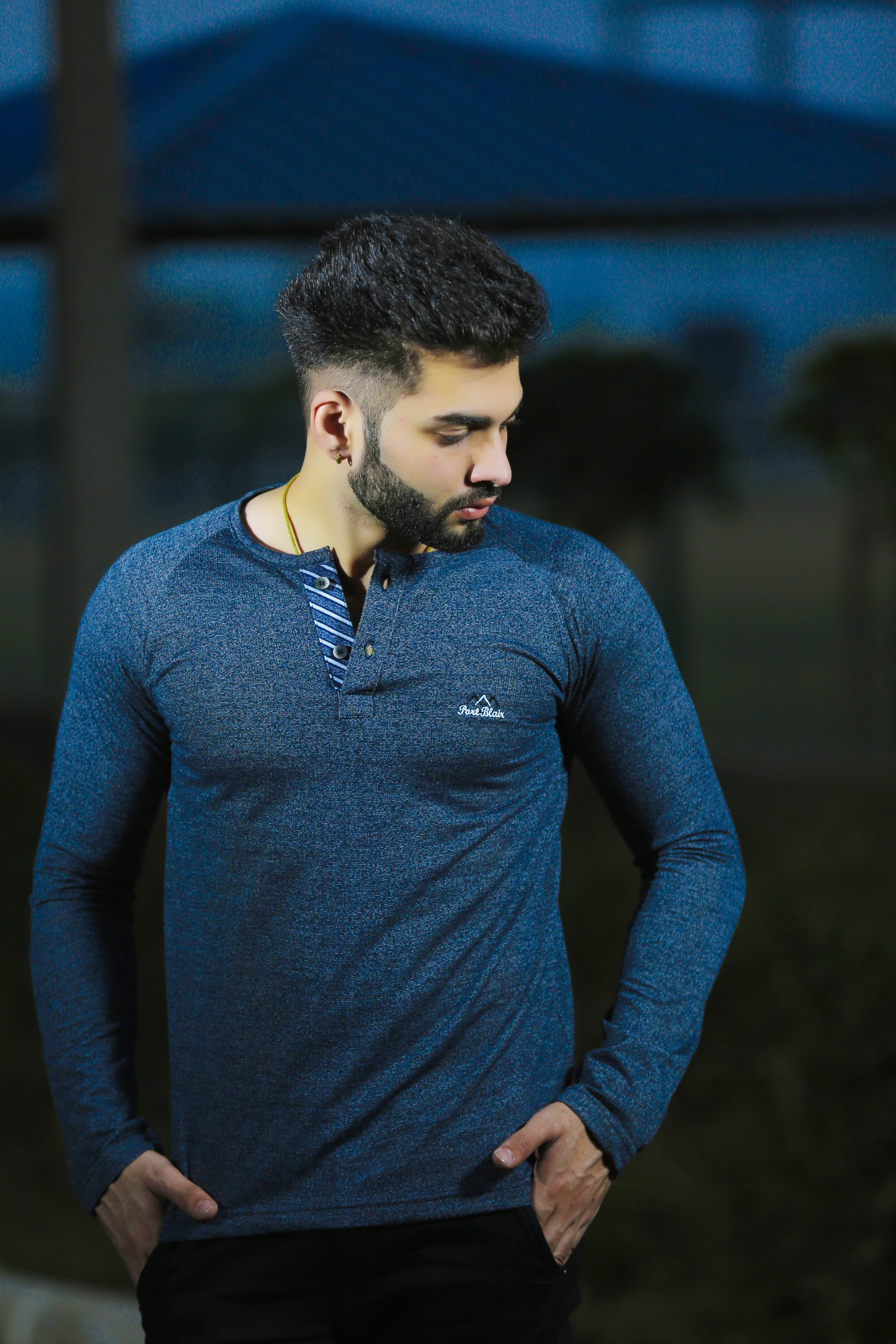 Mens Full Sleeve Polo T-shirt - 80% Cotton 20% Polyester, Long Sleeve, O-neck, Striped Pattern, Available In Grey, Red, Navy Blue, White, Mustard, Sizes L-xxl