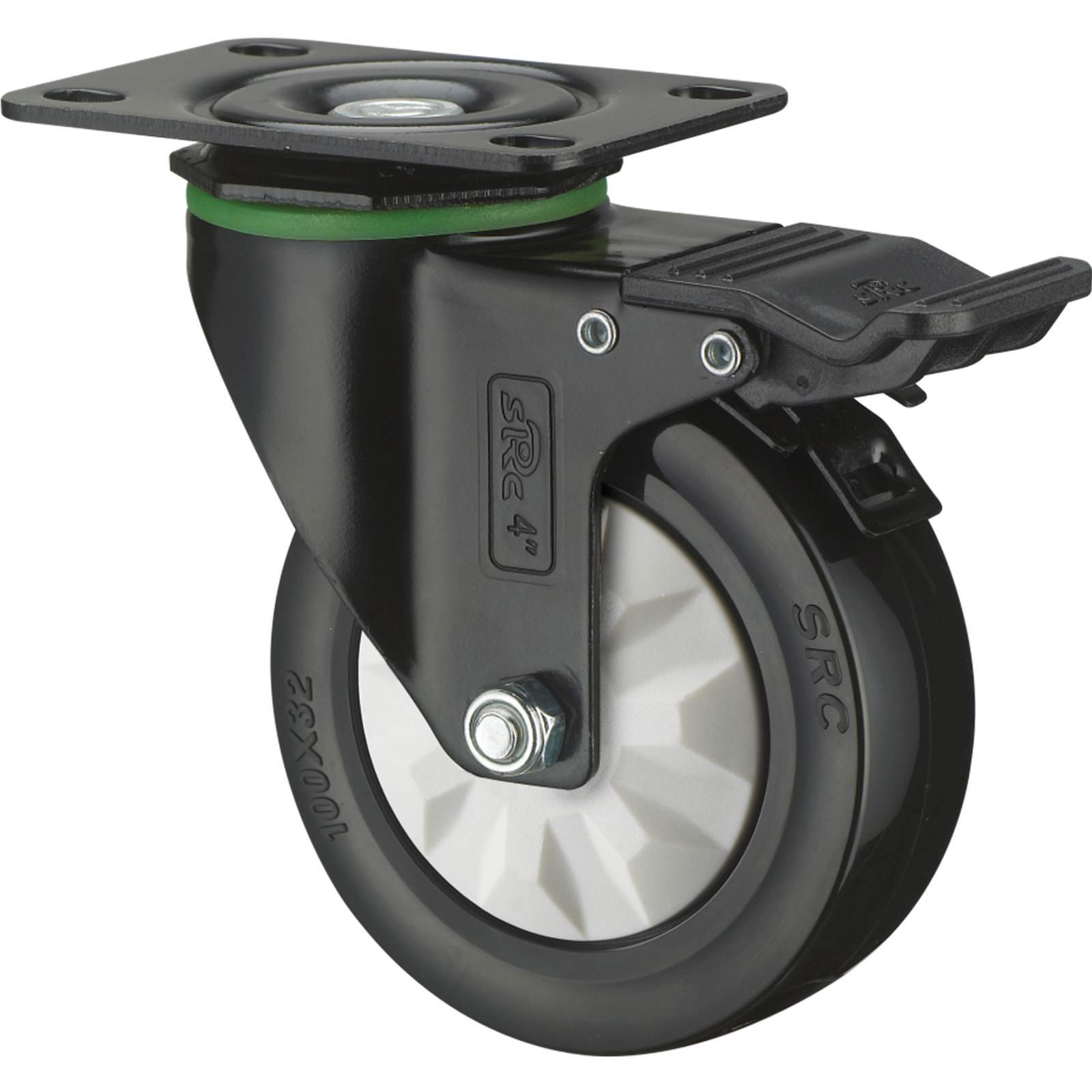 Pu Caster Wheel - 74 Mm Load Height, 25 Mm Tread Width | High Strength, Noise-reducing Lubricated Bearings, Ergonomic Brake, Rust And Abrasion Proof, Polyurethane Material