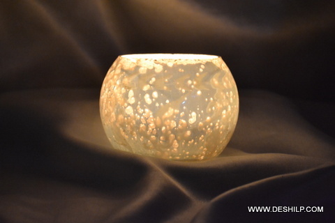 Glass Transparent Small T Light Candle Holder - Finishing: Silver