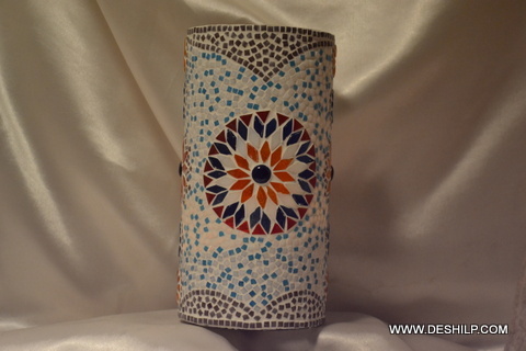 Flower Designed Decorative Mosaic Candle Holder - Material: Glass