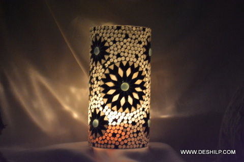 Tea Light Holder Multi Mosaic Glass Candle
