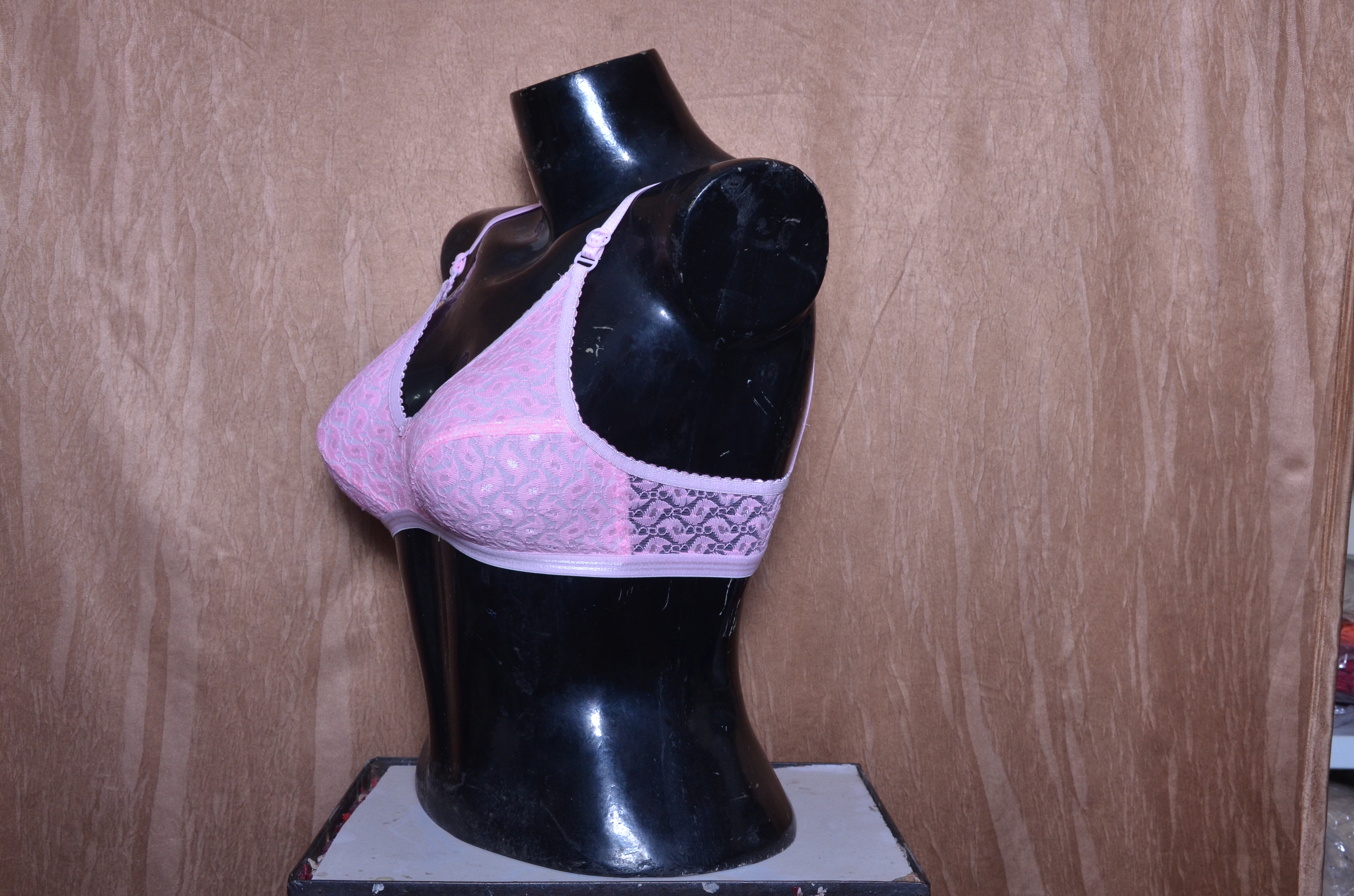 Ladies Net Astar Bra - Net Fabric, Cup Sizes 30 To 44 , Color Options: White, Skin, Pink, Black | Elegant Embroidered Pattern, Adjustable Straps, Comfortable Fit
