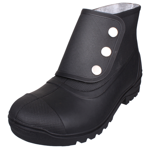 ब्लैक एंड ब्लैक/रेड थ्री बटन एंकल बूट्स