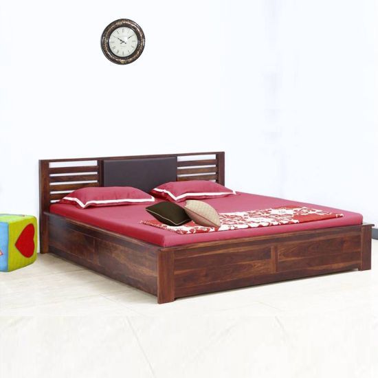 Wooden Bed - Sheesham Rosewood, Indian Style, Honey Finish | Handmade Artwork, Durable, Eco-friendly, Easy To Clean, Non-foldable