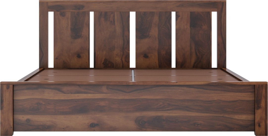 Wooden Bed - Sheesham Wood, 6x6 Ft, Brown Finish | 75 Kg Weight, Partial Assembly, 1 Year Warranty, Ideal For Bedroom Sleeping Space & Storage
