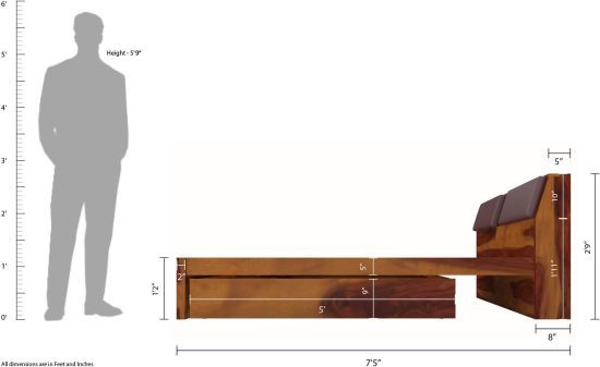 Wooden Bed - Sheesham Wood, 6x6 Ft, Brown | 80 Kg Weight, Assembly Required, 1 Year Warranty, Ideal For Sleep And Storage