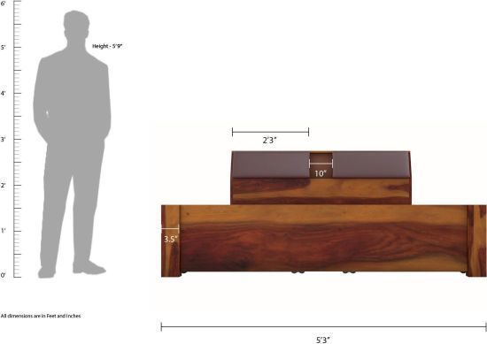 Wooden Bed - Sheesham Wood, 6x6 Ft, Brown | 80 Kg Weight, Assembly Required, 1 Year Warranty, Ideal For Sleep And Storage