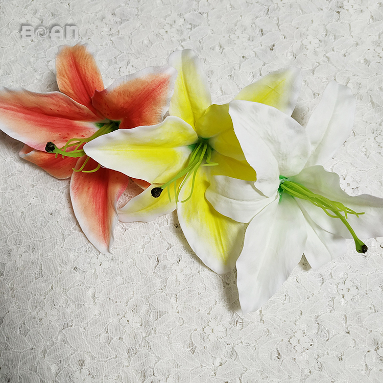 Artificial Flower Lily Head - Silk, Dia 17cm, White, Orange, Pink, Yellow | Durable, Eco-friendly, Rust Proof, Water Resistant, Handmade