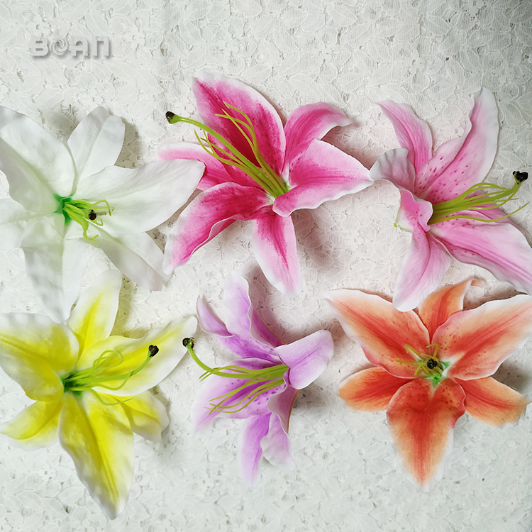 Artificial Flower Lily Head - Silk, Dia 17cm, White, Orange, Pink, Yellow | Durable, Eco-friendly, Rust Proof, Water Resistant, Handmade