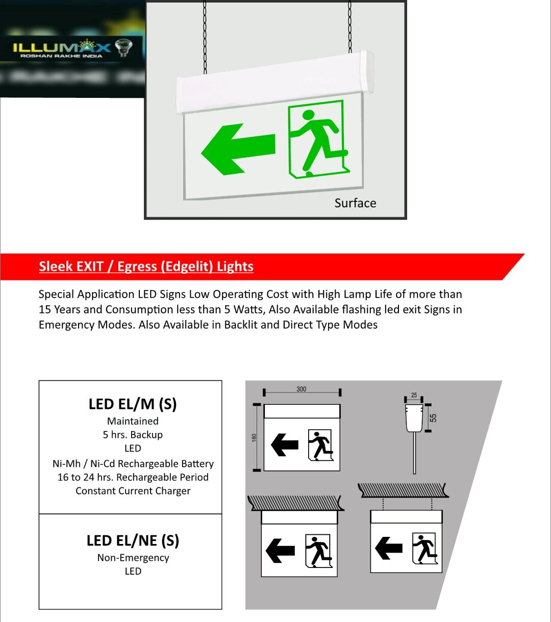 Led Exit Light Hanging Type Application: Shopping Malls Office Metro & Hospital