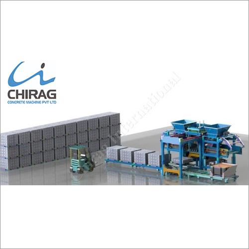 Multifunction Chirag Pallet Free Brick Making Machine - Hydraulic Pressure, Blue Color, Automatic, 1-Year Warranty | Produces Hollow Blocks, Pavers, and Layered Products from Various Materials