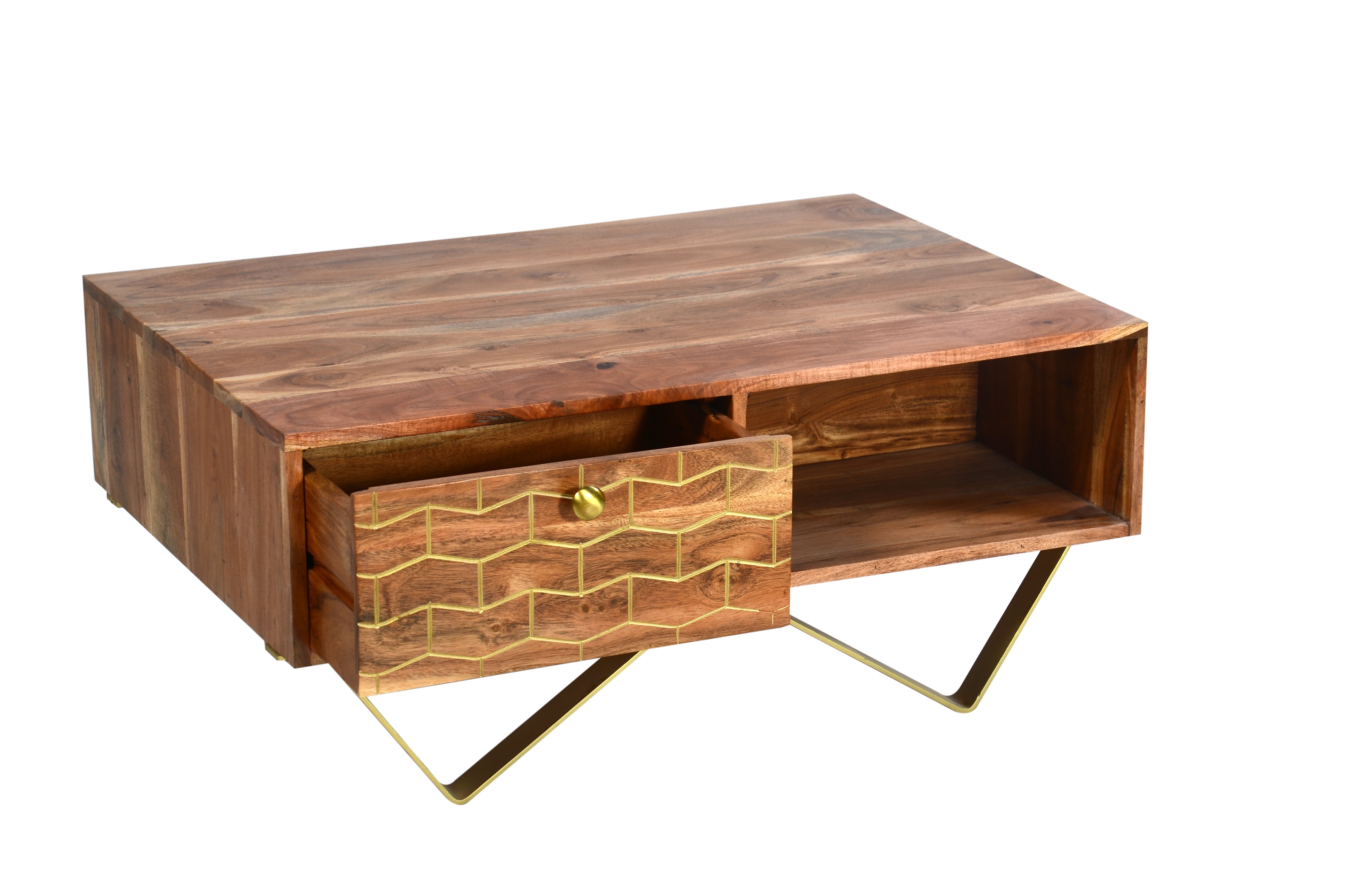 Polish Finish Drawer Coffee Table