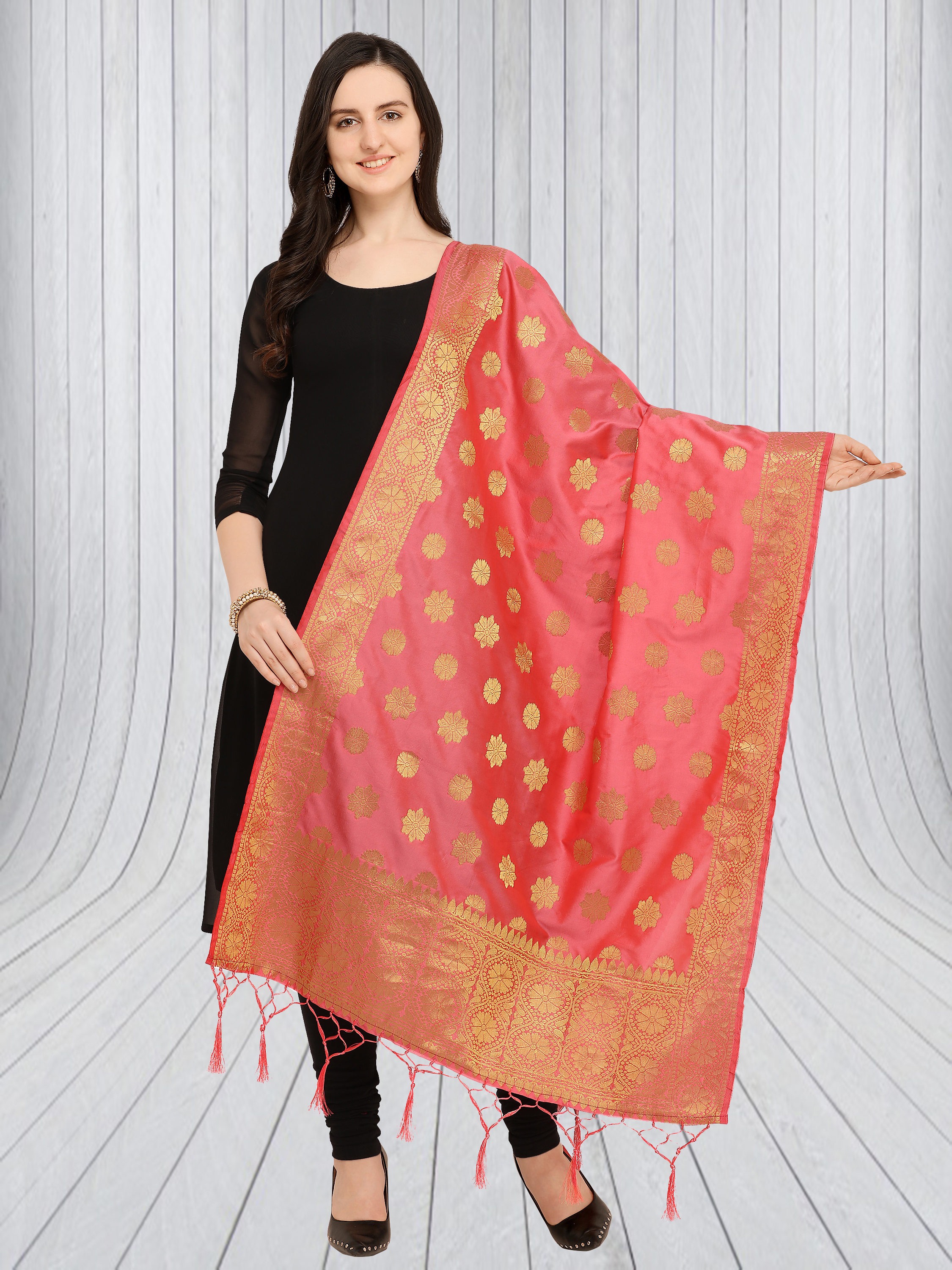 Black And Green Fancy Silk Dupatta
