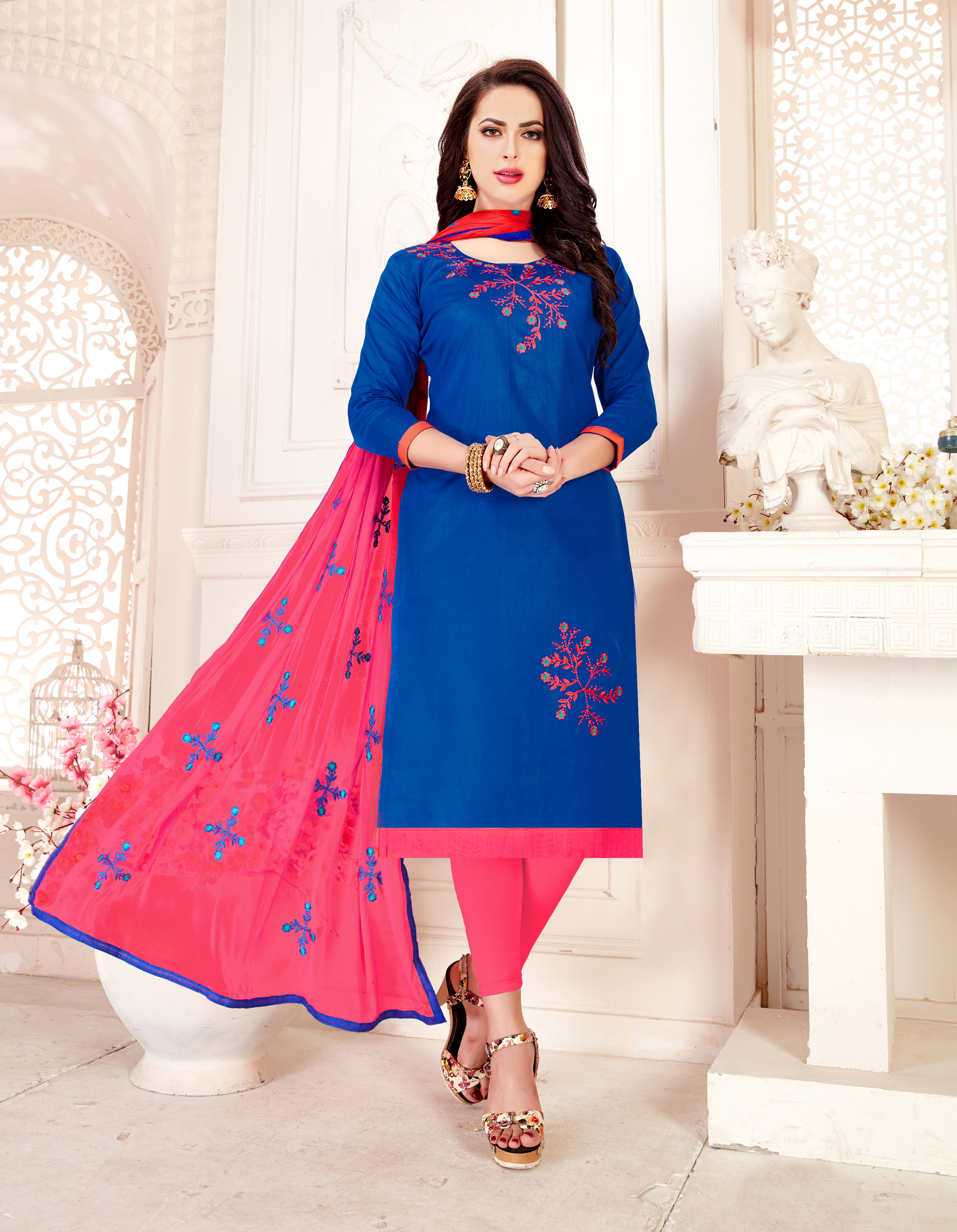 Black And Red Attractive Cotton Salwar Suit