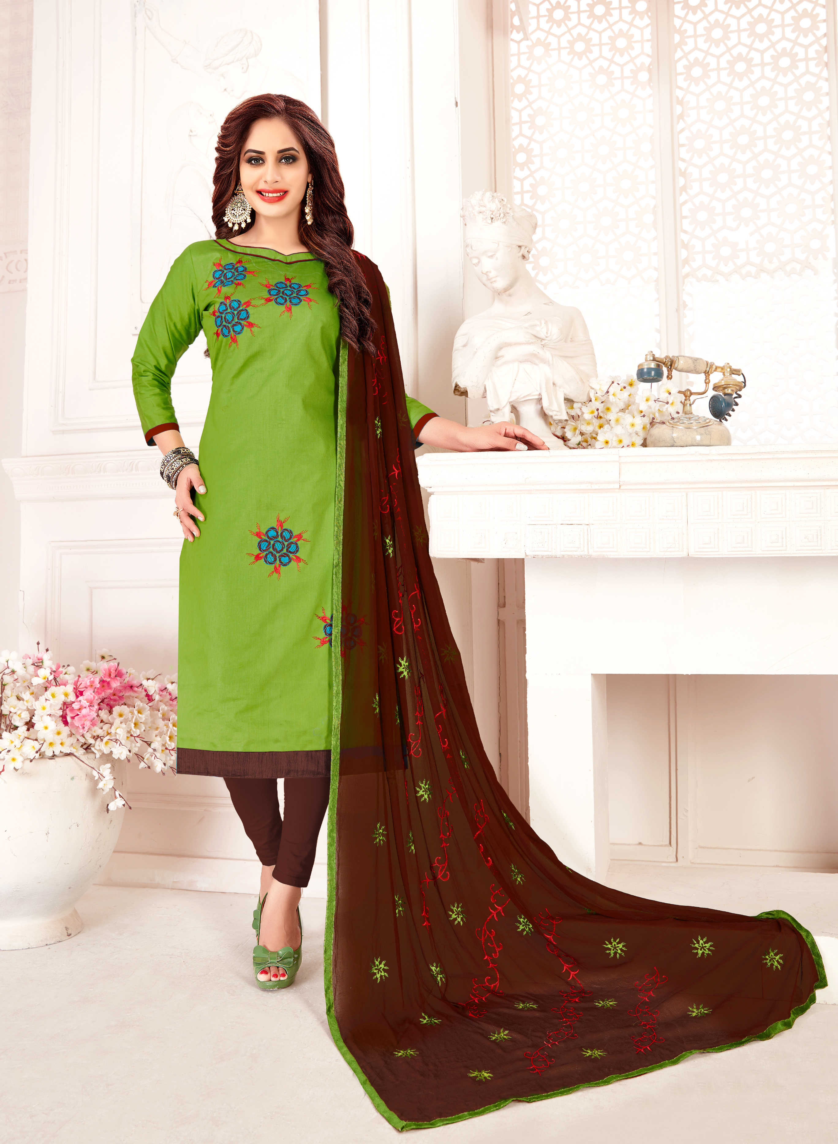 Black And Red Attractive Cotton Salwar Suit