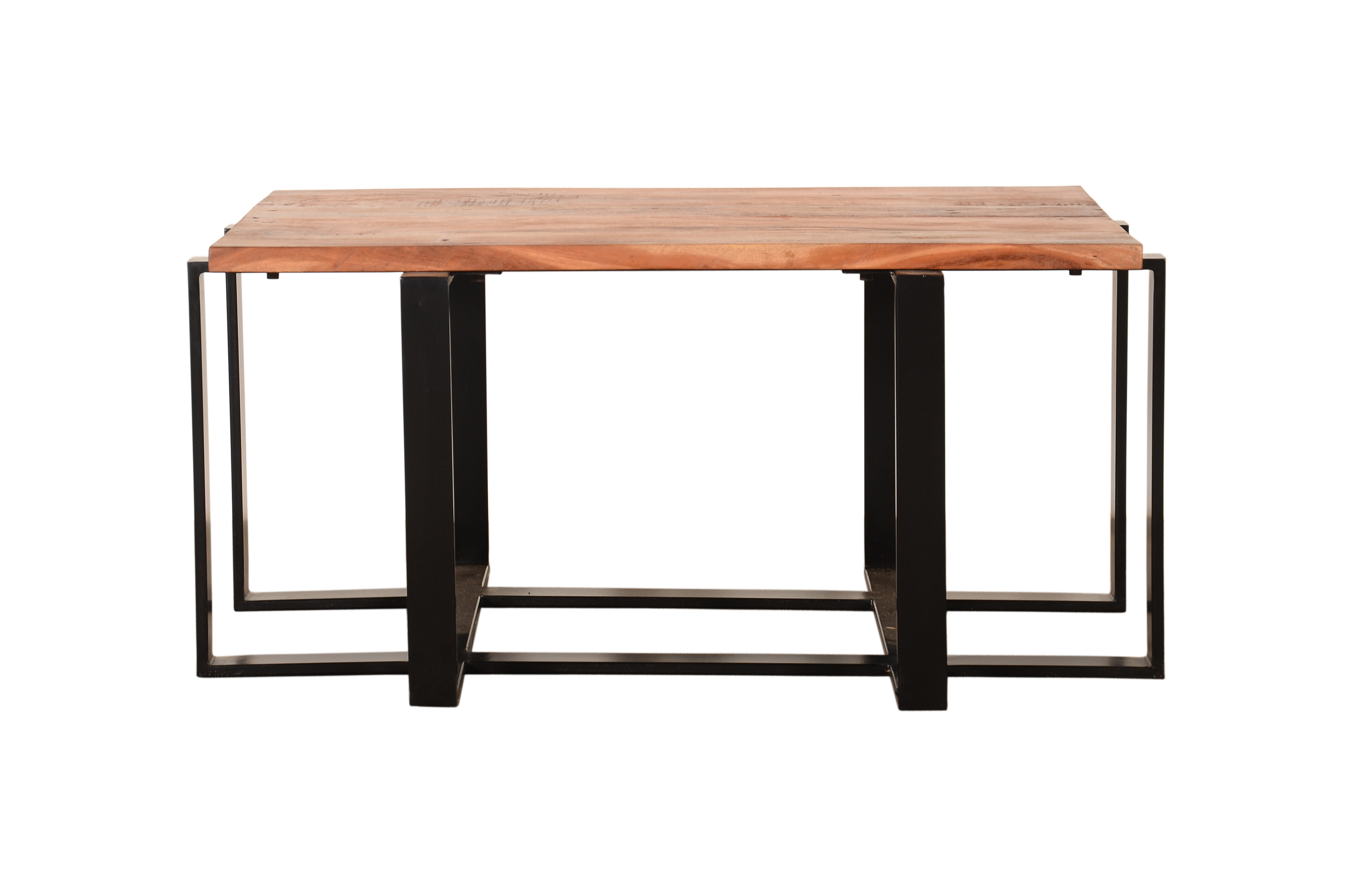 Coffee Table - Solid Wood & Iron, 39x27x19 Inch | Modern Design, Termite Resistant, Elegant Rectangular Shape, Polished Finish, Safe Edges, Ideal For Cafeterias & Dining Areas