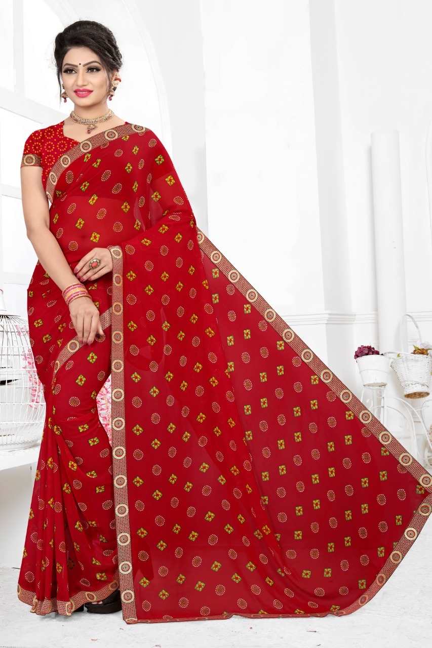 Fancy Saree - Weightless Georgette Fabric, 8 Exclusive Printed Colors For Family Occasions