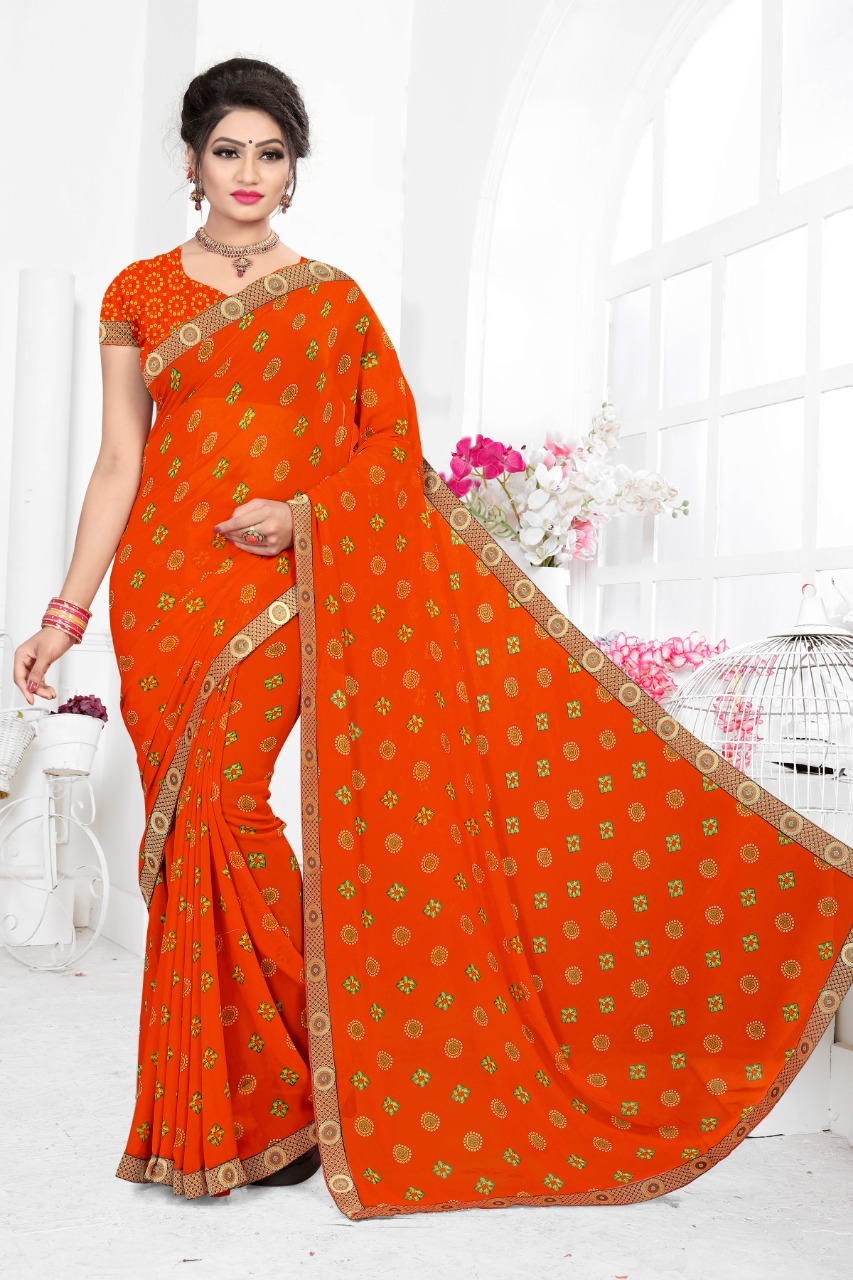 Fancy Saree - Weightless Georgette Fabric, 8 Exclusive Printed Colors For Family Occasions