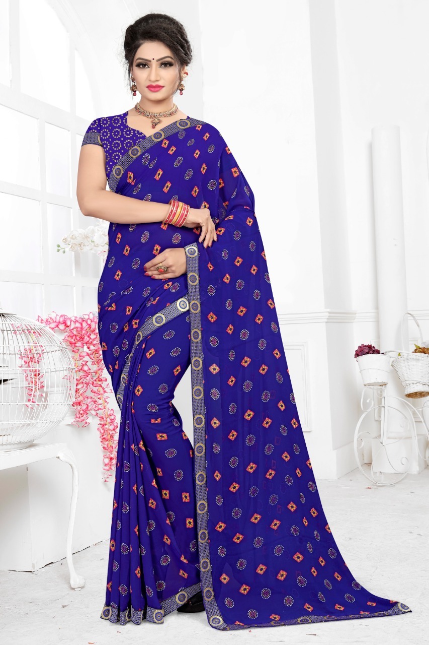 Fancy Saree - Weightless Georgette Fabric, 8 Exclusive Printed Colors For Family Occasions
