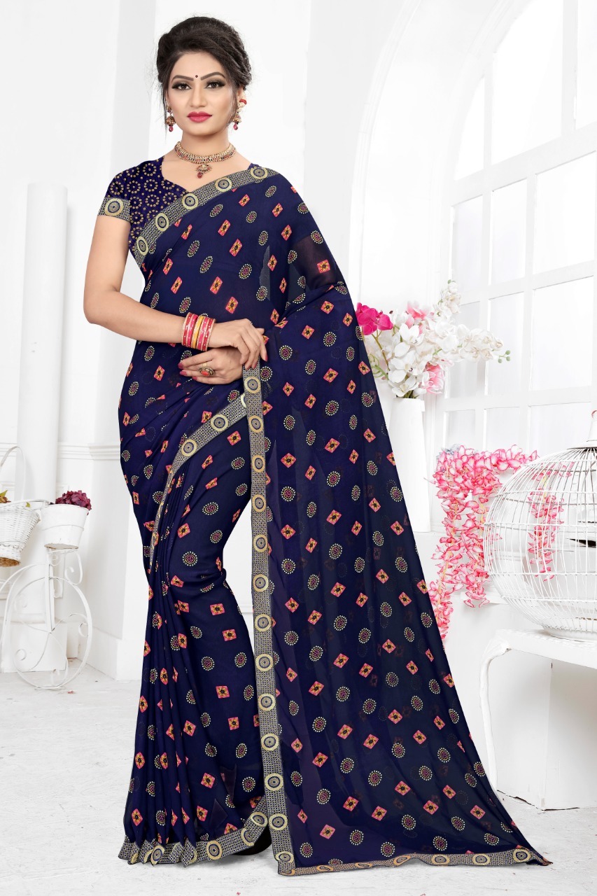 Fancy Saree - Weightless Georgette Fabric, 8 Exclusive Printed Colors For Family Occasions