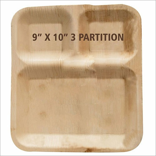 3 कम्पार्टमेंट एरेका लीफ प्लेट