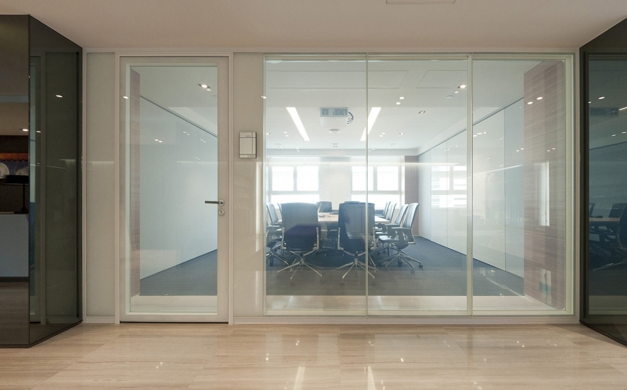 Sps Style Modular Aluminum Glass Door Office Partition