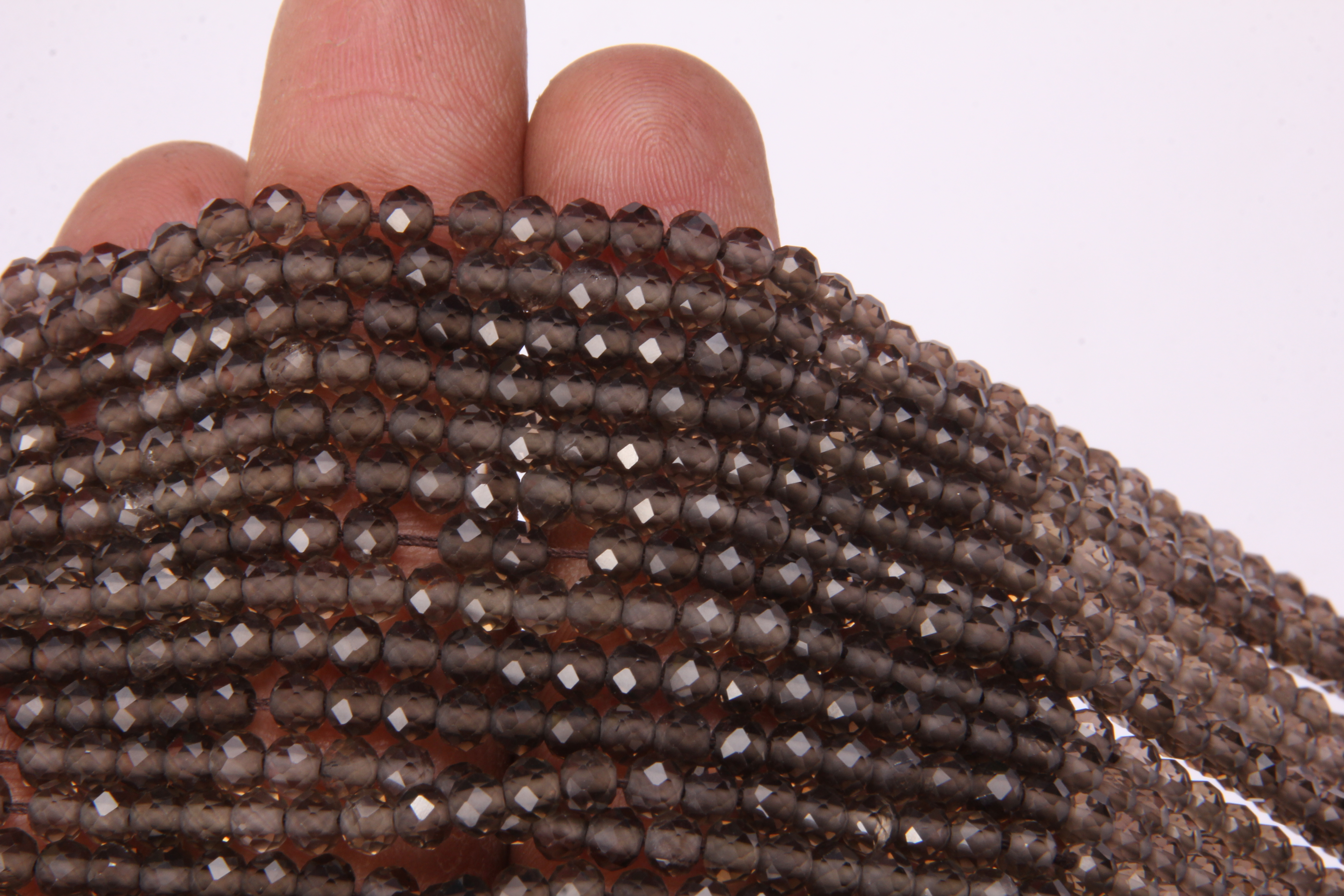 Smoky Quartz Micro Faceted Beads