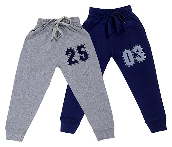 Children And Kids Lowers - Cotton Blend Sizes M & S Colors Grey & Blue | Quick Dry Stretchable Waist Lightweight & Easy To Wash